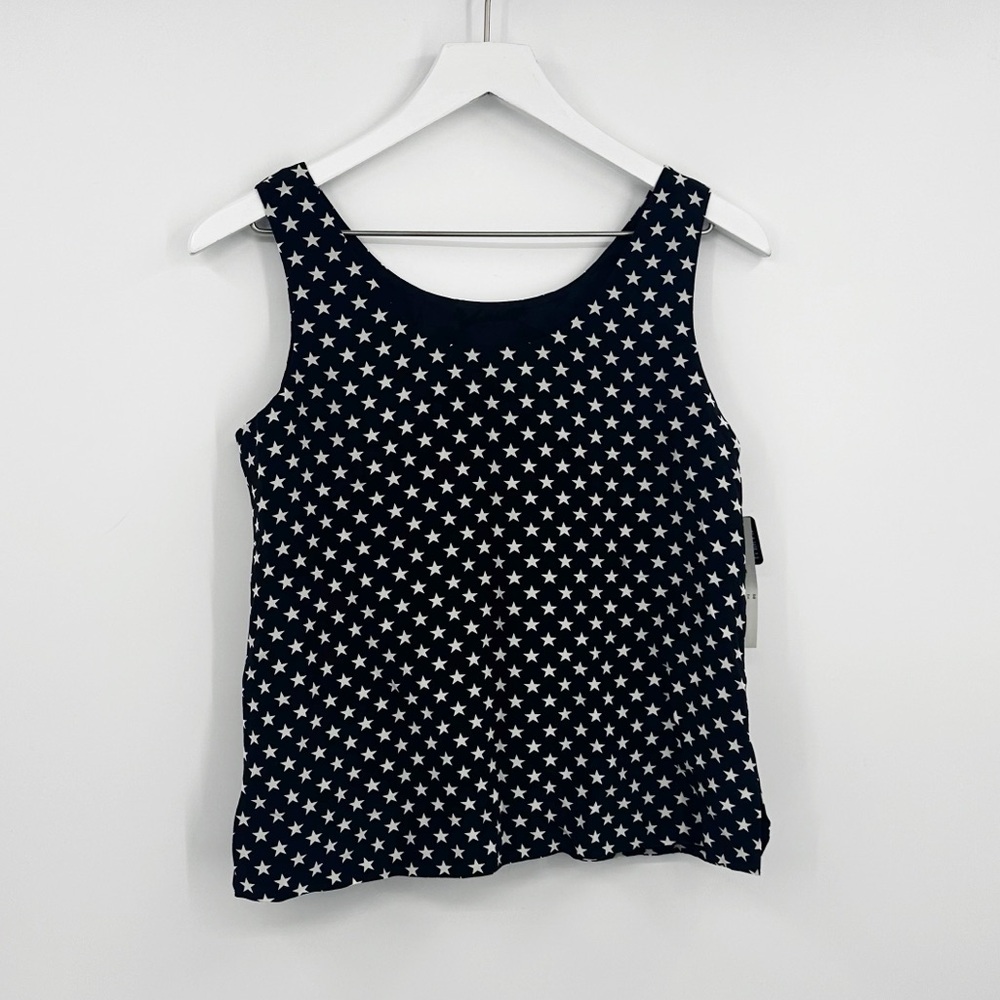 Vintage Y2K 100% Black Star Tank Top XS Goth Grunge Whimsical Early 2000s